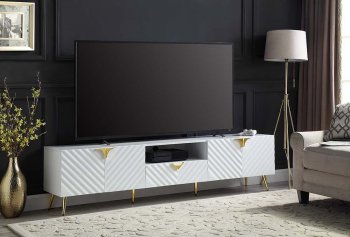 Gaines TV Stand LV01138 in White by Acme [AMTV-LV01138 Gaines]