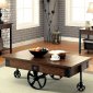 Paige CM4319 Coffee Table & 2 End Table 3Pc Set in Weathered Oak