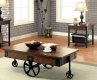 Paige CM4319 Coffee Table & 2 End Table 3Pc Set in Weathered Oak