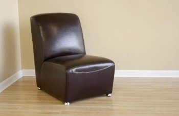 Brown Color Leather Upholstered Armless Club Chair [WICC-A-71Dark Brown]