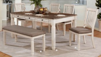 Virginia 5Pc Dining Set CM3413T in Antique White & Oak w/Options [FADS-CM3413-Virginia]