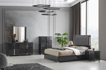 Giulia Bedroom in Gloss Pattern Gray by J&M w/Optional Casegoods [JMBS-Giulia Gloss Gray]