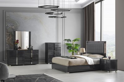 Giulia Bedroom in Gloss Pattern Gray by J&M w/Optional Casegoods