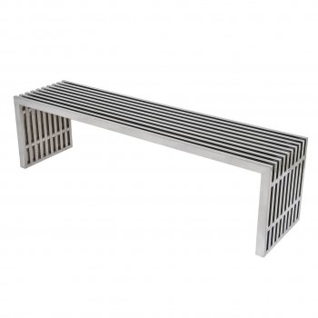 Eldert Gridiron Bench EB59SSP in Polished Steel by LeisureMod [LMBN-EB59SSP-Eldert Gridiron Pol]