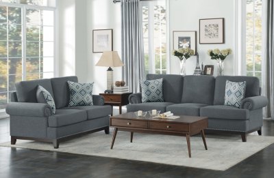 Beacon Park Sofa & Loveseat 9817DG in Dark Gray by Homelegance