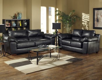 Black Bonded Leather Match Modern Sofa Set w/Options [JFS-4246-Jetson]