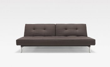 Splitback Sofa Bed in Brown Fabric w/Steel Legs by Innovation [INSB-Splitback-503-Steel]