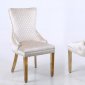 Leo Gold Dining Chair Set of 2 in Beige Fabric