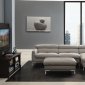 Light Grey Full Leather Modern Sectional Sofa w/Optional Ottoman