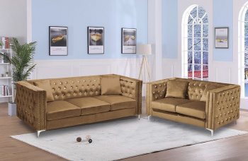 LCL-017 Sofa & Loveseat Set in Gold Velvet [BDS-LCL-017 Gold]