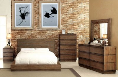 Coimbra CM7623 Bedroom in Rustic Natural Tone w/Options