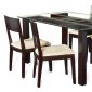 Rectangular Clear Glass Top Modern 5Pc Dining Set w/Wood Base