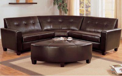 Espresso By-Cast Leather Modern Sectional Sofa w/Options