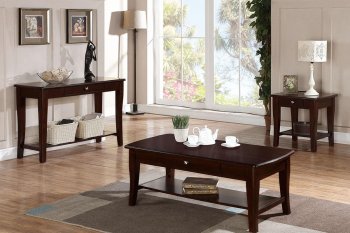 F6279 3Pc Coffee & End Table Set in Espresso by Poundex [PXCT-F6279]