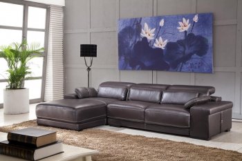 Dark Brown Full Genuine Italian Leather Modern Sectional Sofa [EFSS-5908-Dark Brown]