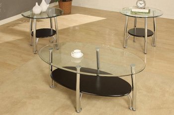 Metalic Steel Frame Modern 3PC Coffee Table Set w/Glass Top [PXCT-F3106]