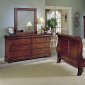 Brown Cherry Finish Traditional Sleigh Bed w/Optional Casegoods