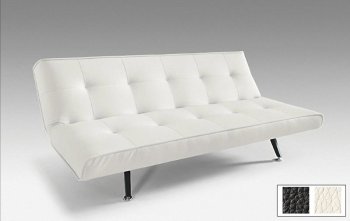 White or Black Leatherette Modern Sofa Bed w/Metal Legs [INSB-Shifter-White]