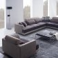 Beige Fabric Modern Sectional Sofa & Chair Set w/Headrests