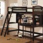 Dark Cappuccino Finish Modern Twin Workstation Loft Bunk Bed