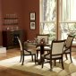 Dark Cherry Finish Glass Top Modern Round Dining Table w/Options