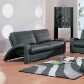 Modern Black Leather Living Room Set