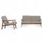 Ridge Loveseat & 2 Chairs Set Sesame Linen Fabric & Walnut - VIG