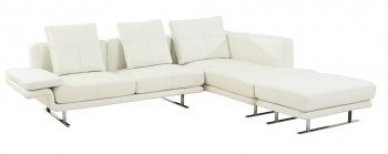 Savoy Sectional Sofa in White Leather by Whiteline Imports [WLSS-Savoy White]