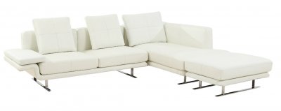 Savoy Sectional Sofa in White Leather by Whiteline Imports