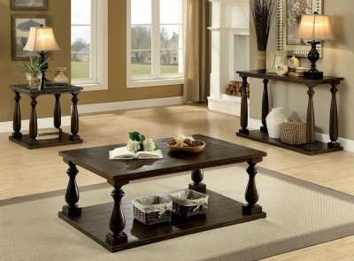 Luann Coffee & 2 End Table Set CM4420 in Dark Walnut w/Options