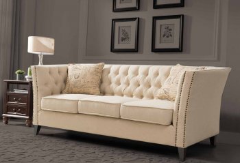 Londyn Sofa & Loveseat Set in Beige Fabric w/Options [ADS-Londyn Beige]