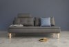 Dual Sofa Bed in Soft Brown by Innovation w/Oak Legs