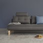 Dual Sofa Bed in Soft Brown by Innovation w/Oak Legs