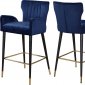 Luxe Counter Stool 792 Set of 2 Navy Velvet Fabric by Meridian