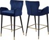 Luxe Counter Stool 792 Set of 2 Navy Velvet Fabric by Meridian