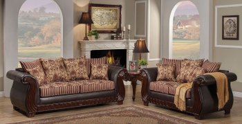 Rutherford SM6207 Sofa in Wine Leatherette & Fabric w/Options [FAS-SM6207-Rutherford]