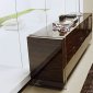 Brown Finish Contemporary Buffet With Glass Legs