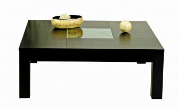 Wenge Finish Modern Coffee Table w/Clear Glass Center [GRCT-TA-07LB]