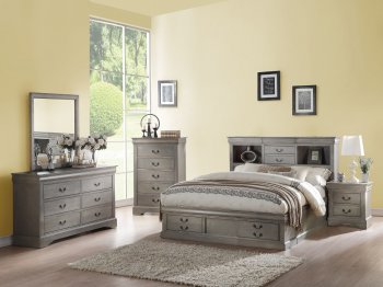 Louis Philippe III 5Pc Bedroom Set 24360 in Antique Gray by Acme [AMBS-24360-Louis Philippe III]