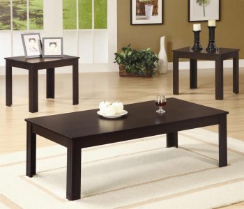 Dark Walnut Finish Modern Casual 3Pc Coffee Table Set [CRCT-700215]