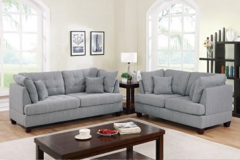 F6401 Sofa & Loveseat Set in Grey Fabric by Poundex [PXS-F6401 Grey]