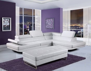 U8138 Sectional Sofa White Bonded Leather by Global w/Options [GFSS-U8138-WH]