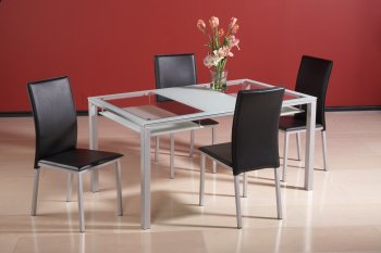 Glass Modern Dining Table w/2 Hanging Shelves & Optional Chairs [CYDS-VALERIE-DT-SET]