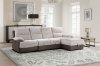 U3822 Motion Sectional Sofa Bed Beige & Brown Fabric by Global