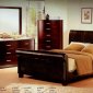 Dark Cherry Finish Modern Bedroom w/Bycast Bed & Options