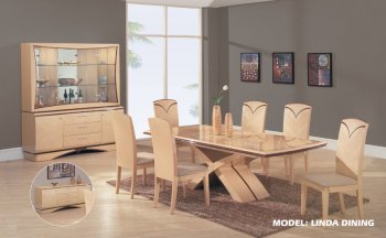 Maple Finish Modern Dining Table w/Optional Items [GFDS-Linda]