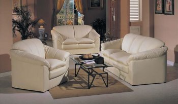 Ivory Bonded Leather Contemporary Living Room Set [AMS-13-5515]