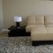 Full Beige Italian Leather Sectional Sofa & Matching Ottoman