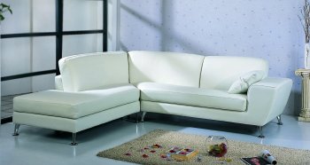 White Top Grain Leather Upholstery Contemporary Sectional Sofa [BHSS-Julie-WH]