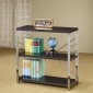 Three Tier Chrome Frame Shelf Unit w/Cappuccino Finish Shelves